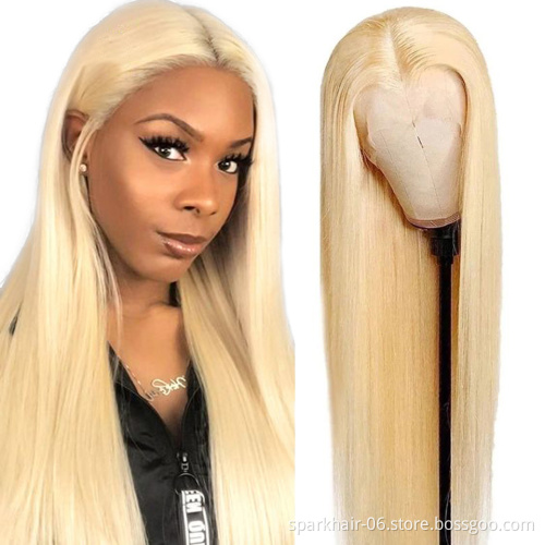 13x4 613 Frontal Wigs For Black Women Human Hair Virgin Cuticle Aligned Hair Blonde Lace Front Wig Straight 613 Lace Full Wigs